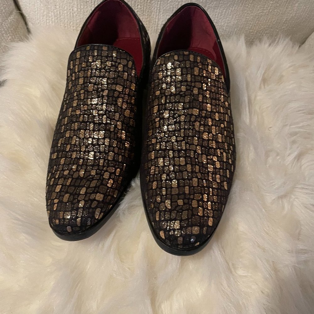 Mens metallic black and gold dress shoes size 11